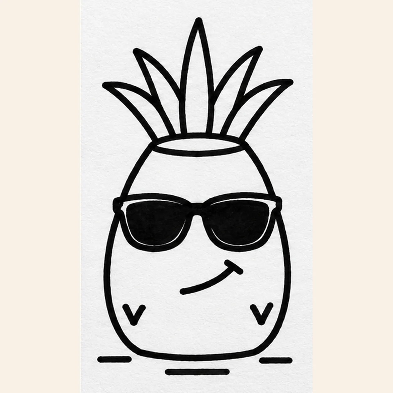 Mark the rind and ground stage for how to draw a pineapple