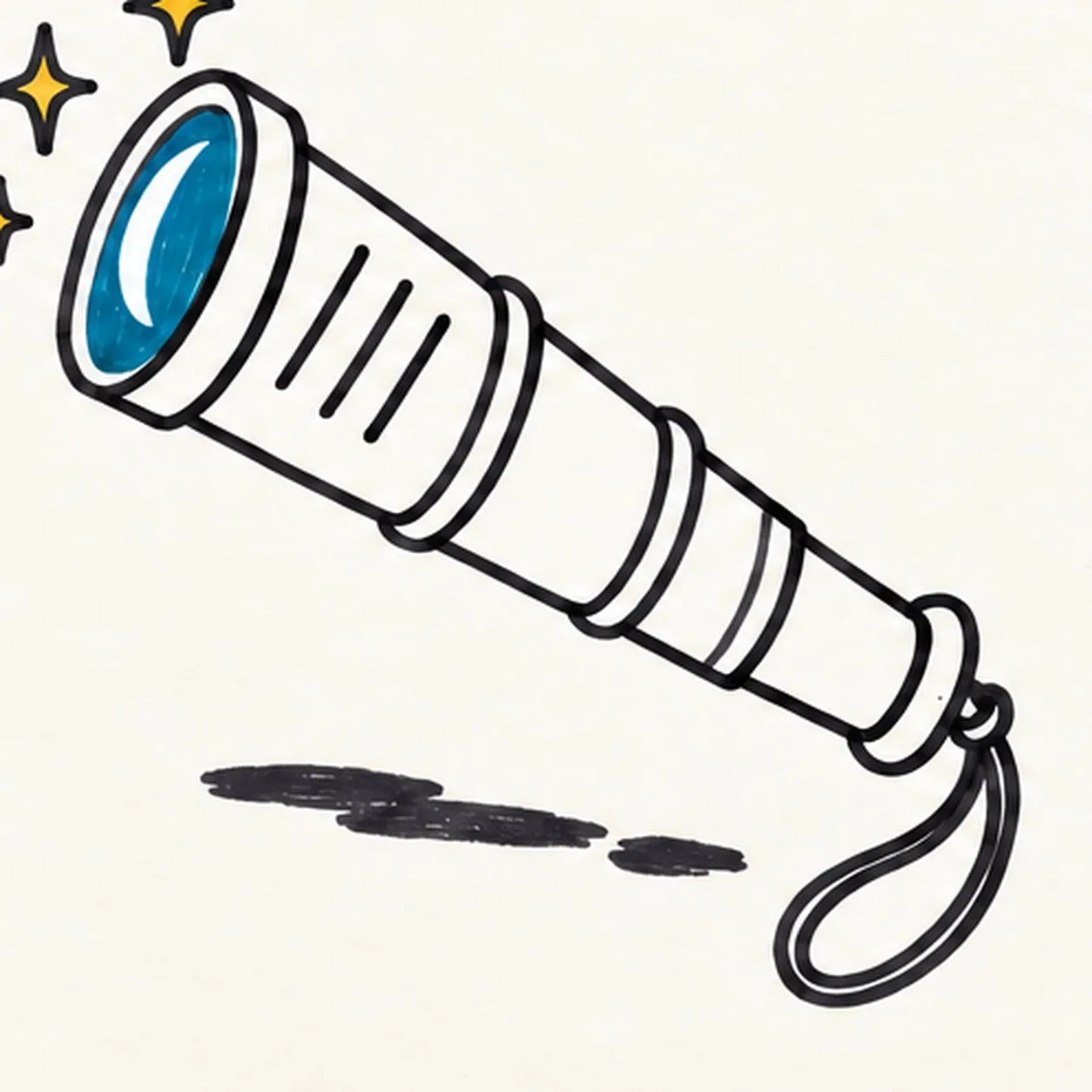 Ground the spyglass stage for how to draw a cartoon pirate spyglass
