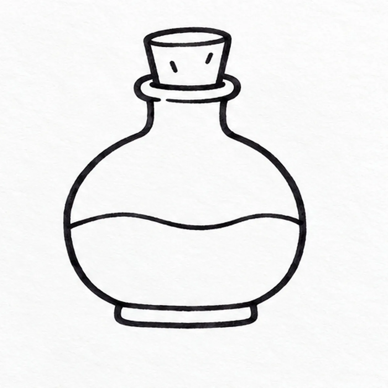 Cork the neck stage for how to draw a potion bottle