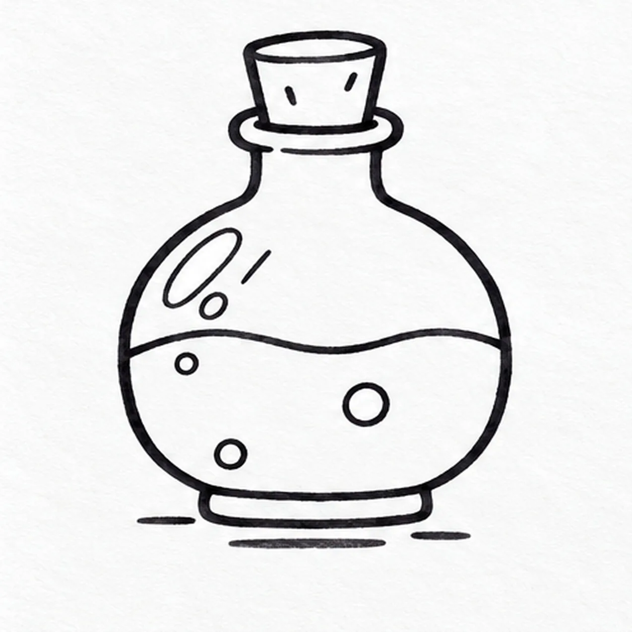 Add bubbles and shine stage for how to draw a potion bottle