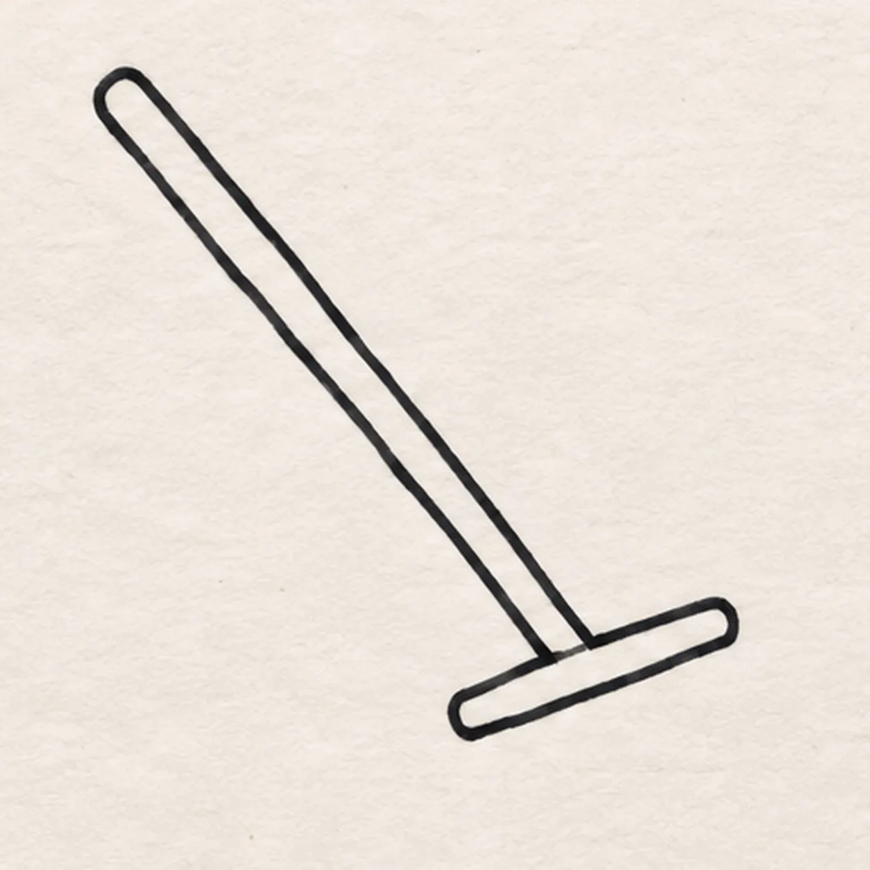 Draw the rake handle stage for how to draw an autumn rake and leaves