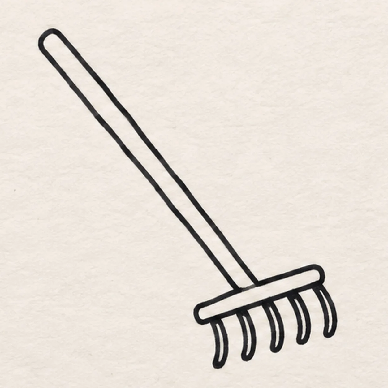 Add five rake tines stage for how to draw an autumn rake and leaves