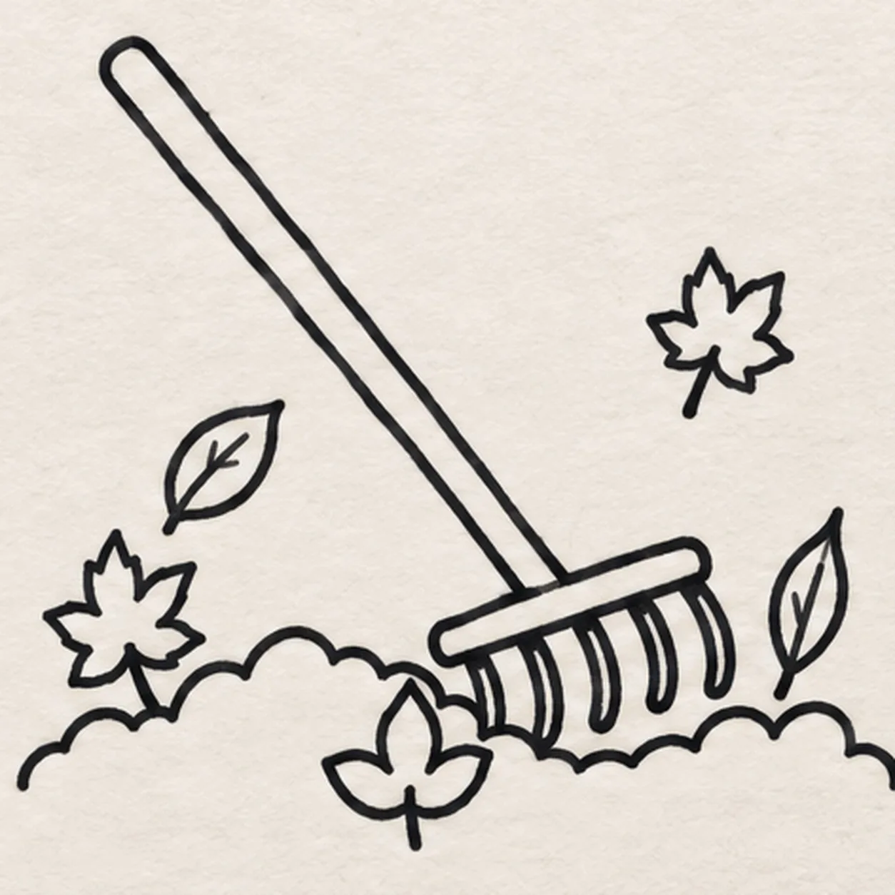 Place five autumn leaves stage for how to draw an autumn rake and leaves