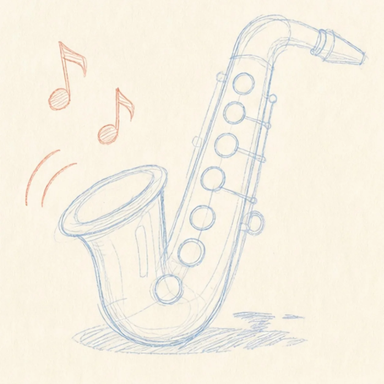 Map the saxophone curve stage for how to draw a cartoon saxophone