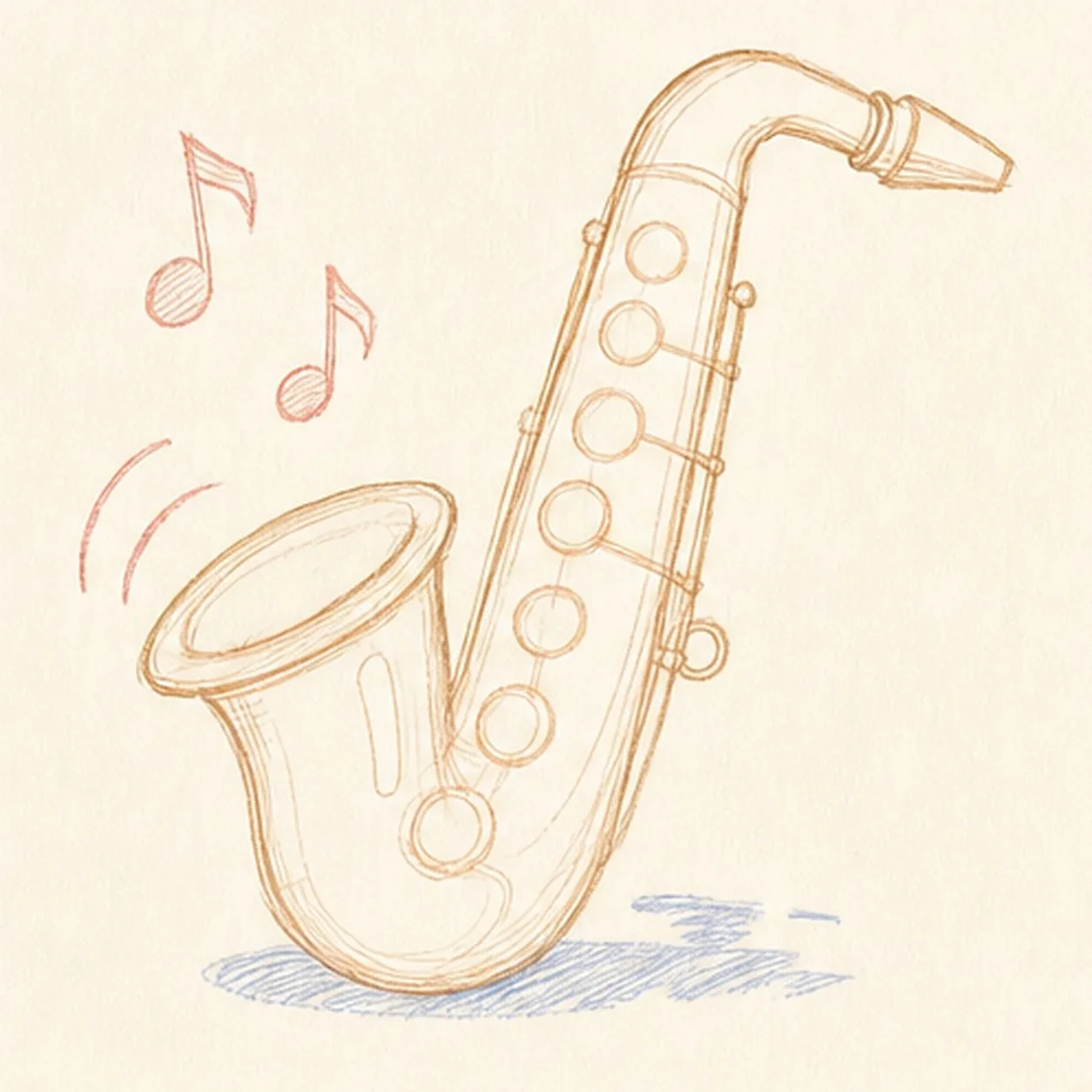 Shape the brass silhouette stage for how to draw a cartoon saxophone