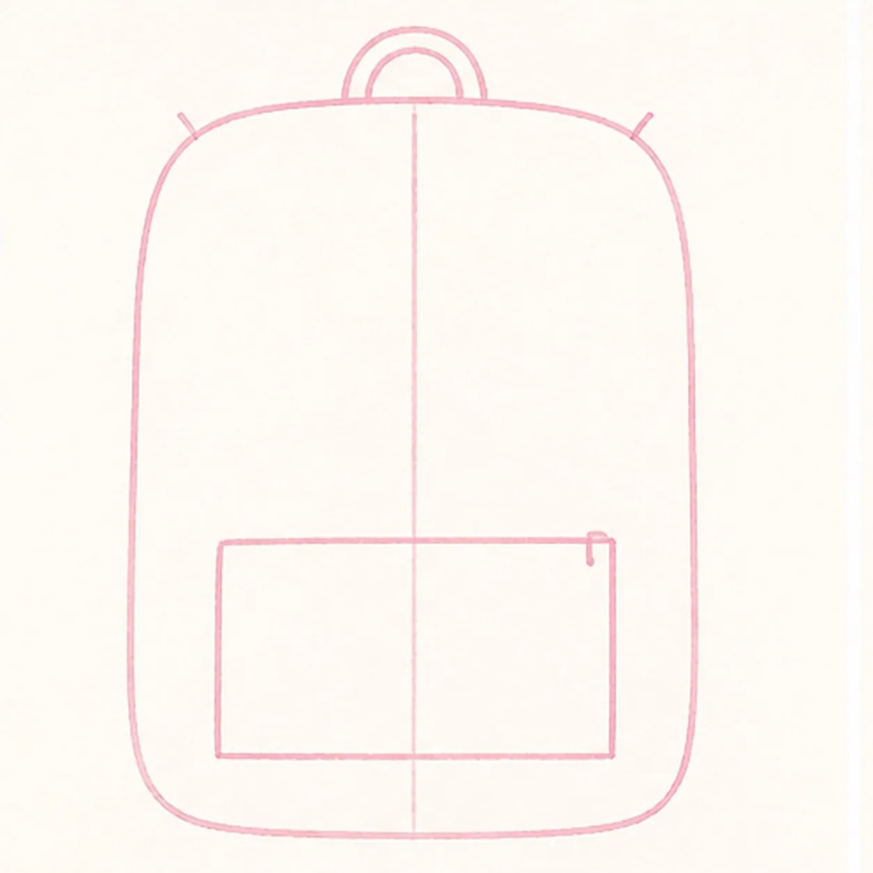 Connect the backpack body stage for how to draw a school backpack