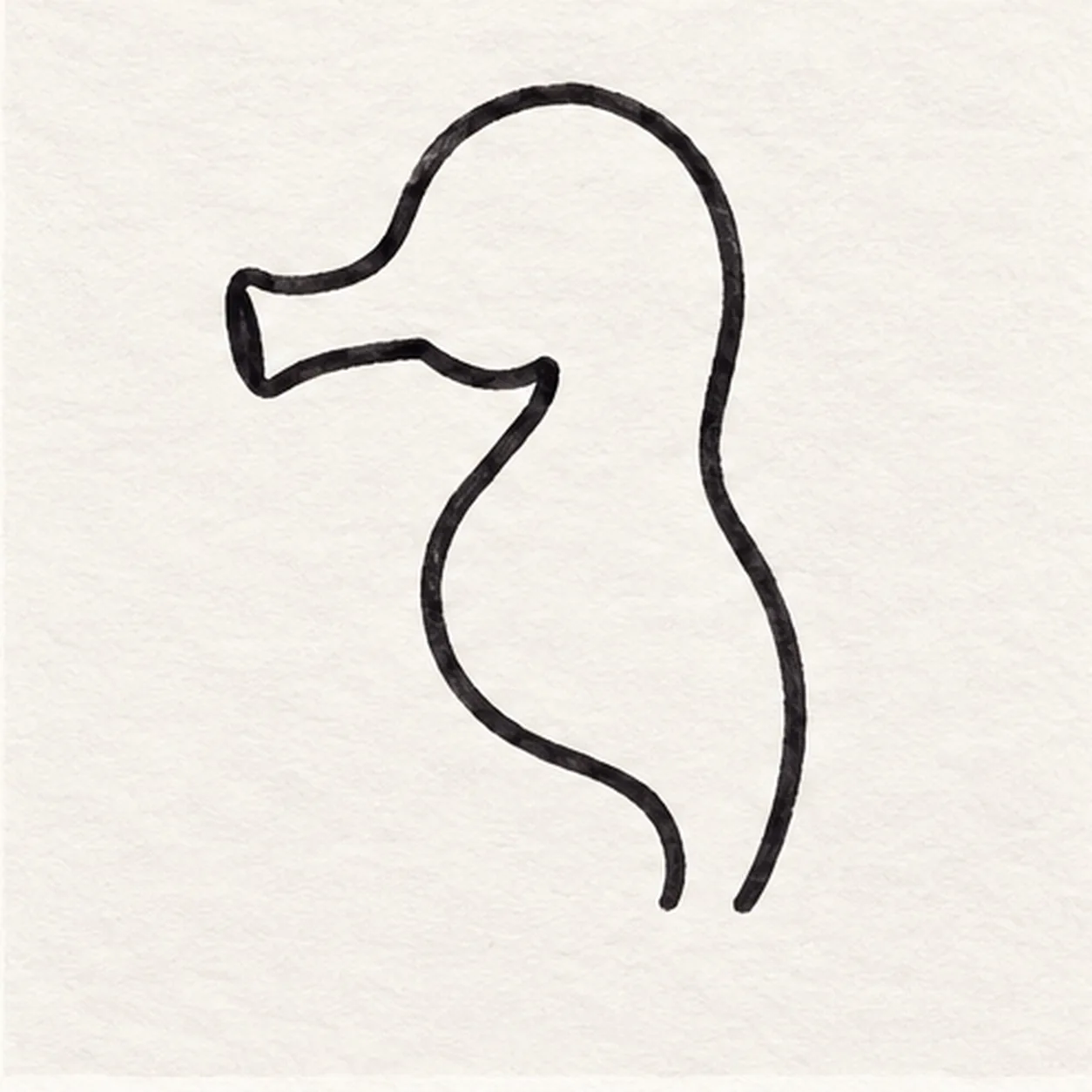 Draw the head and body stage for how to draw a seahorse with a curled tail