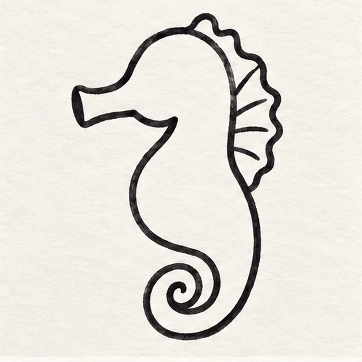 Curl the tail stage for how to draw a seahorse with a curled tail