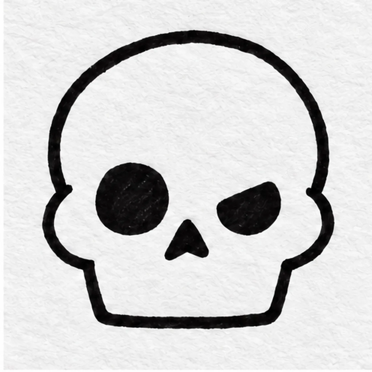 Set the crooked expression stage for how to draw a cartoon skull