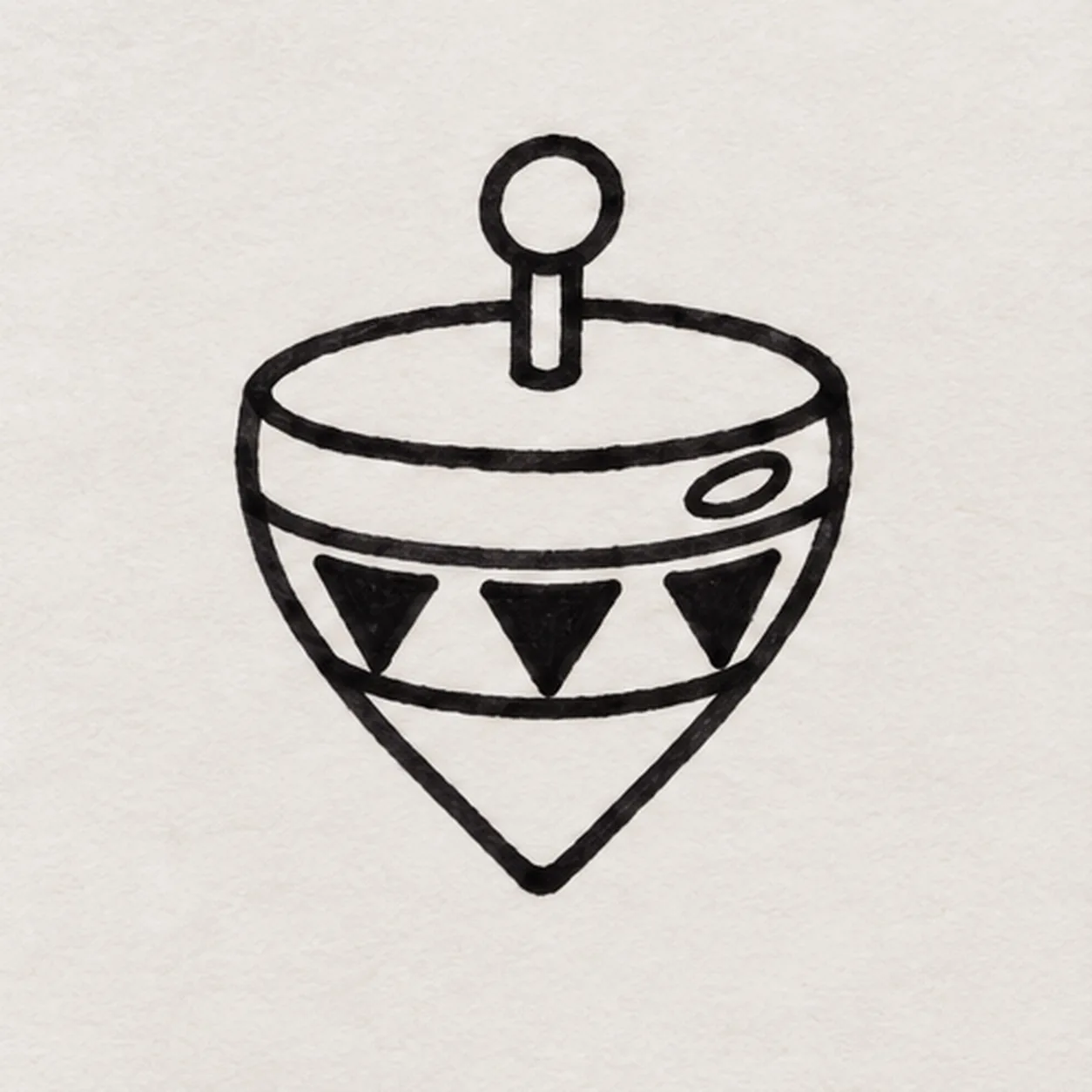 Mark the patterned middle stage for how to draw a colorful cartoon spinning top