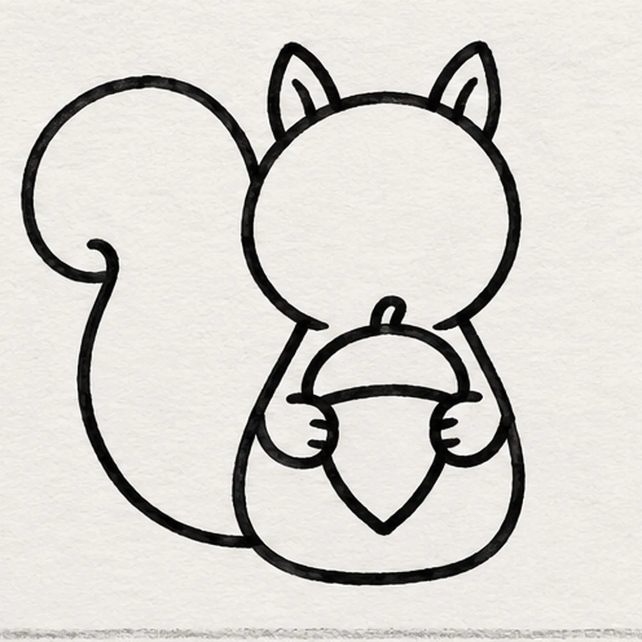 Hold one acorn stage for how to draw a squirrel
