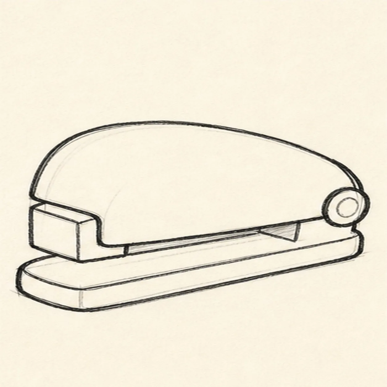 Add the hinge stage for how to draw a cartoon stapler