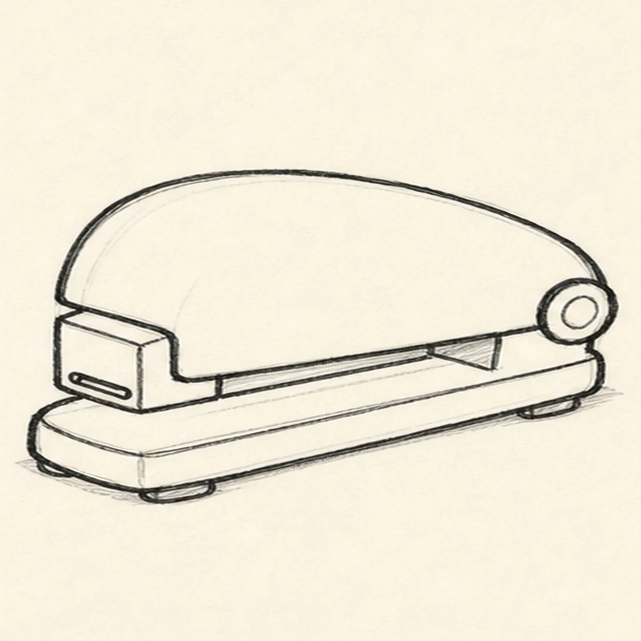 Place slot and feet stage for how to draw a cartoon stapler