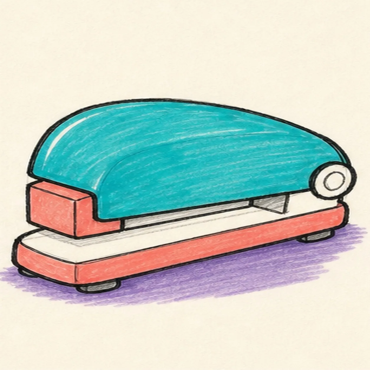 Fill the stapler colors stage for how to draw a cartoon stapler