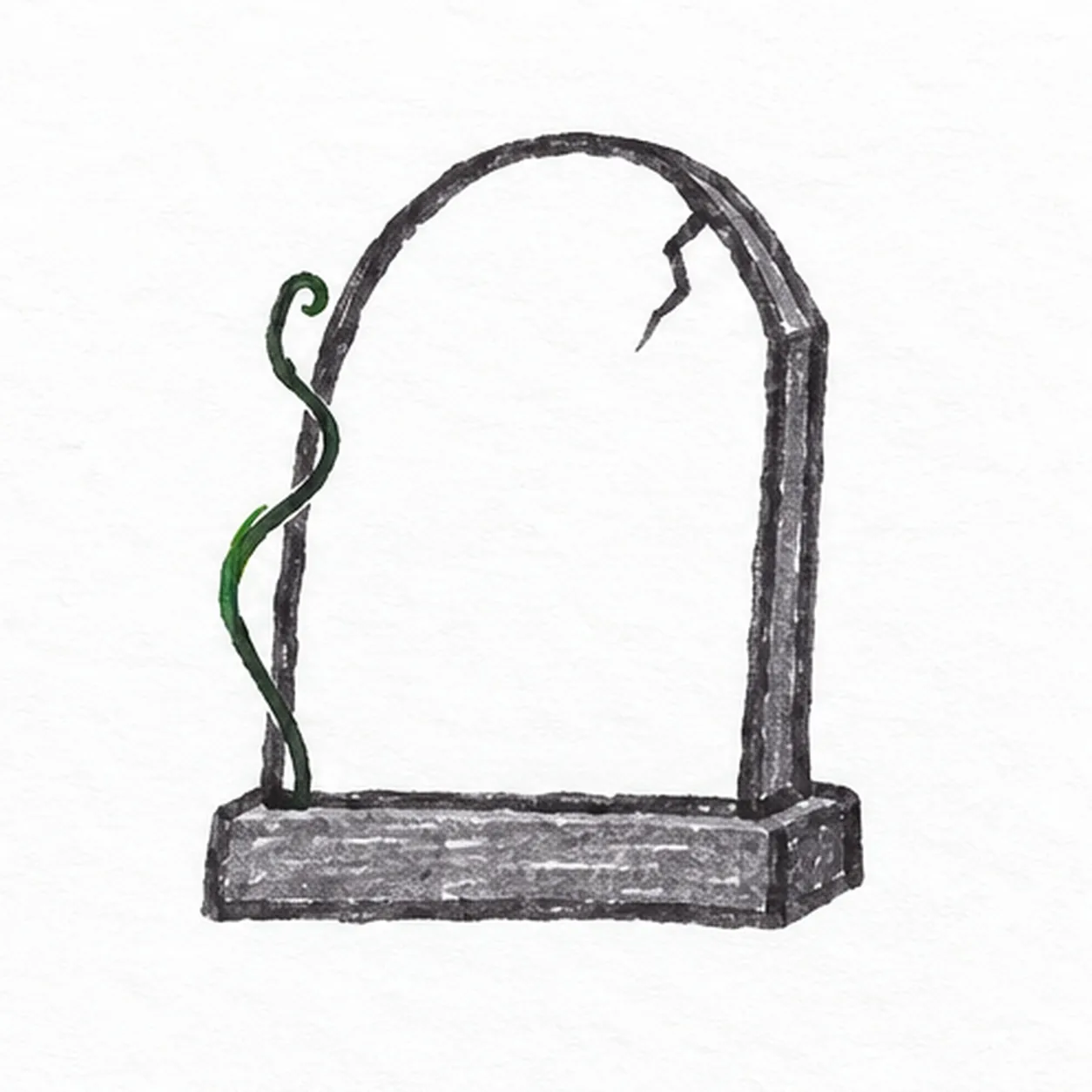 Crack and curl stage for how to draw a tombstone