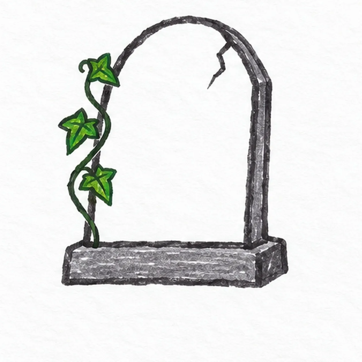 Grow three leaves stage for how to draw a tombstone