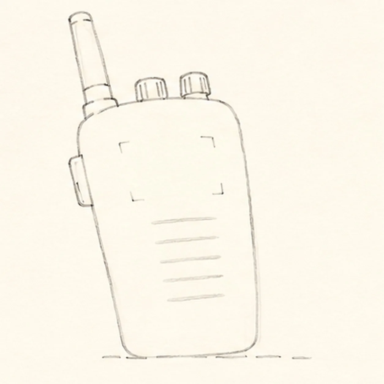 Add the antenna and controls stage for how to draw a cartoon walkie-talkie