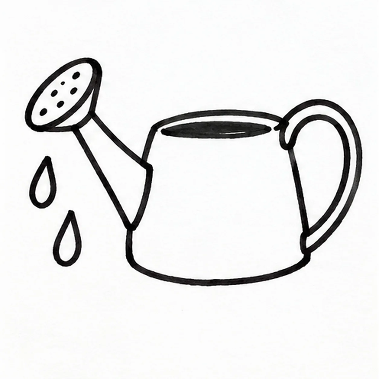 Drop two splashes stage for how to draw a watering can
