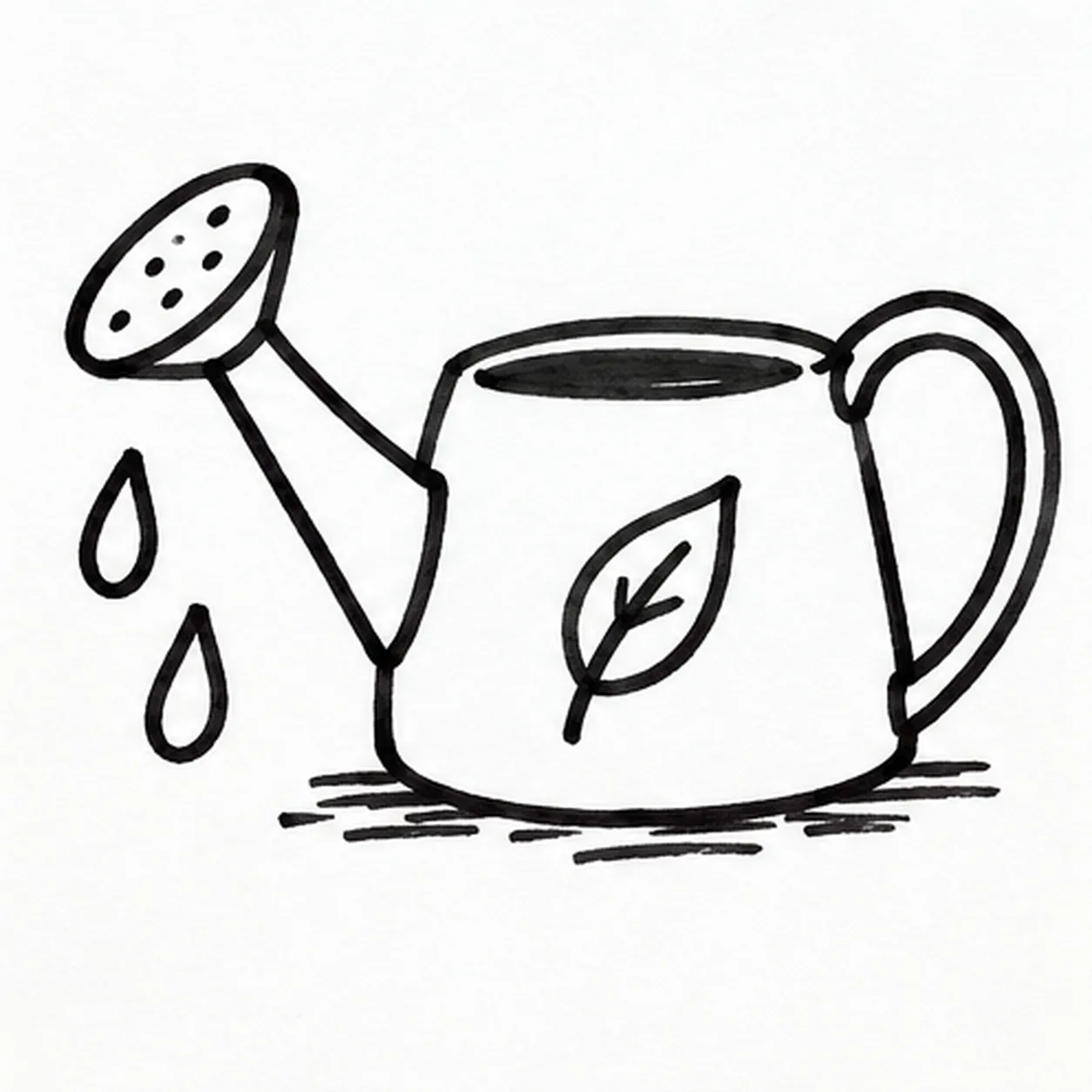 Mark the can and ground stage for how to draw a watering can