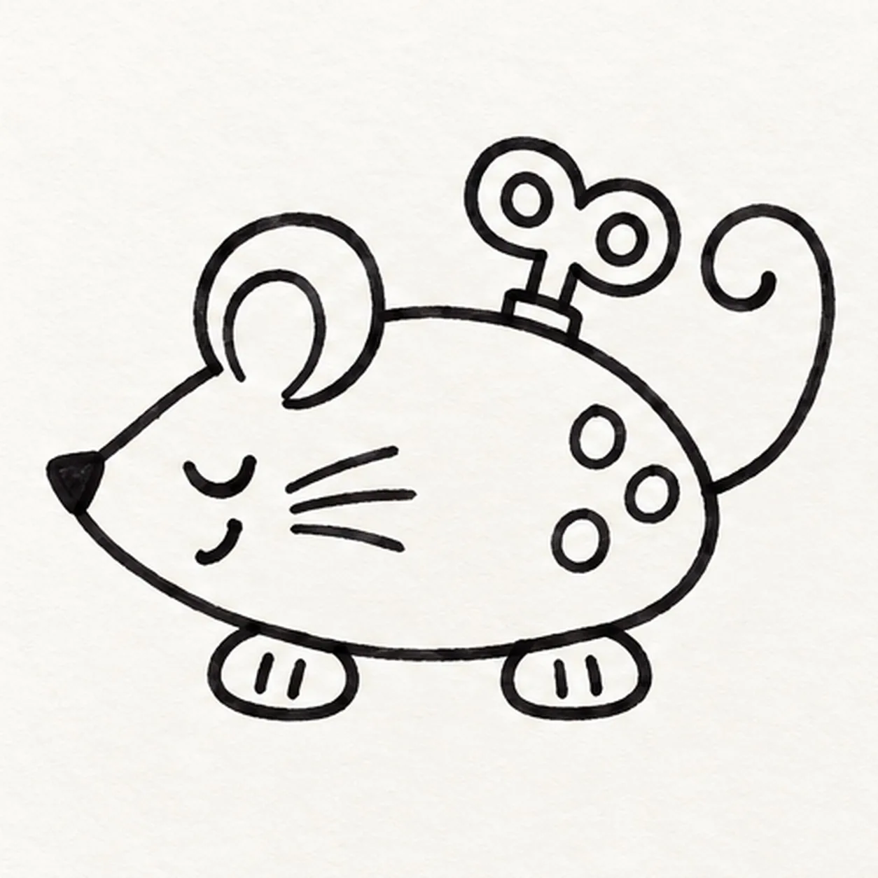 Give it a sleepy face stage for how to draw a cartoon wind-up mouse