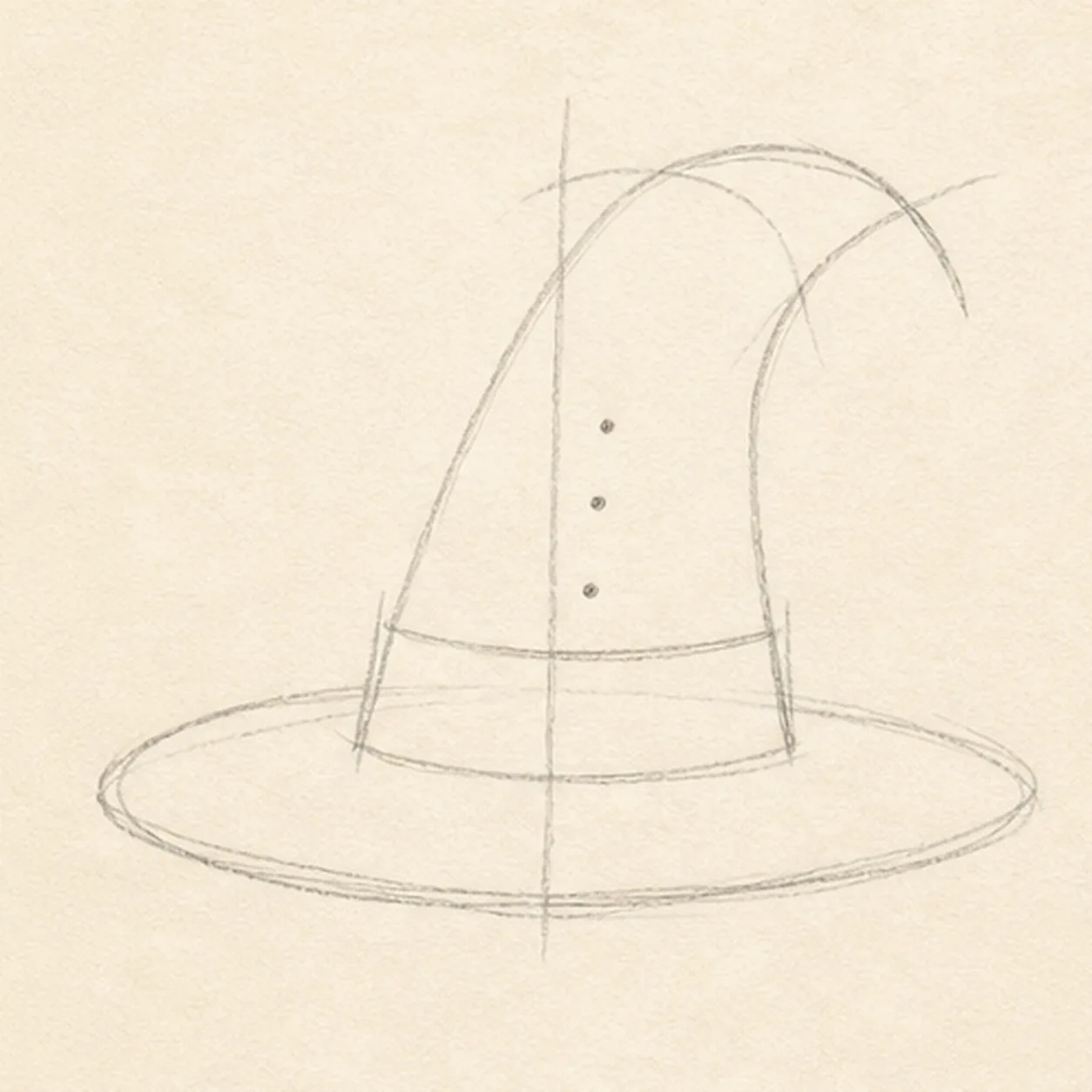 Map the brim and bend stage for how to draw a wizard hat