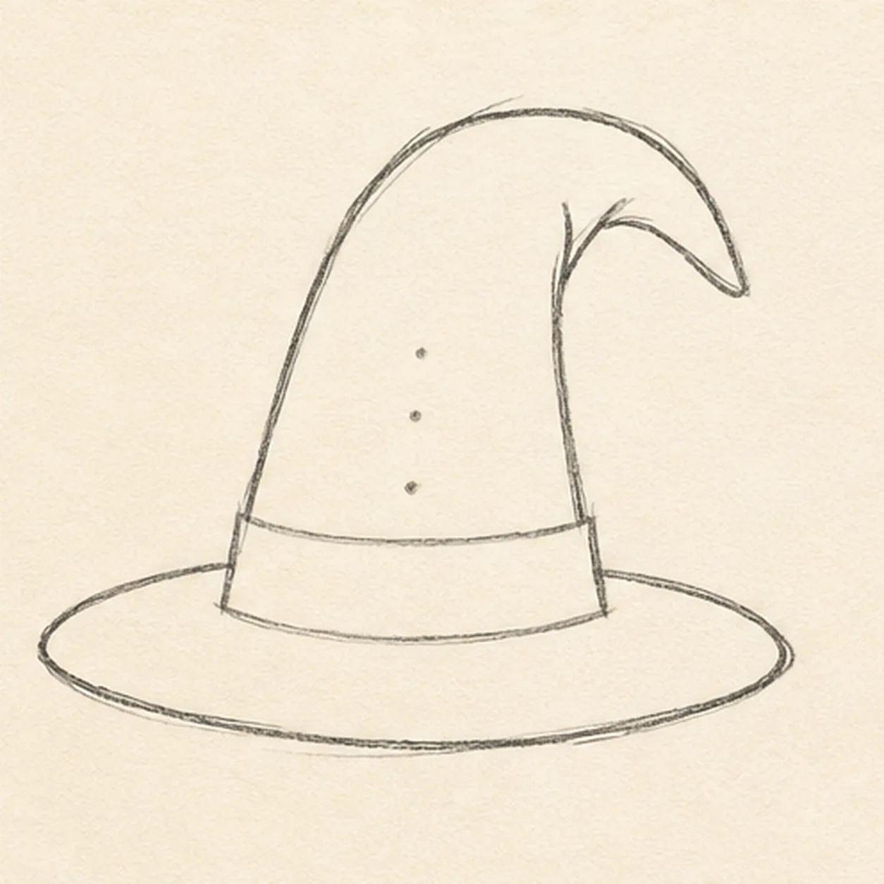 Shape the floppy hat stage for how to draw a wizard hat