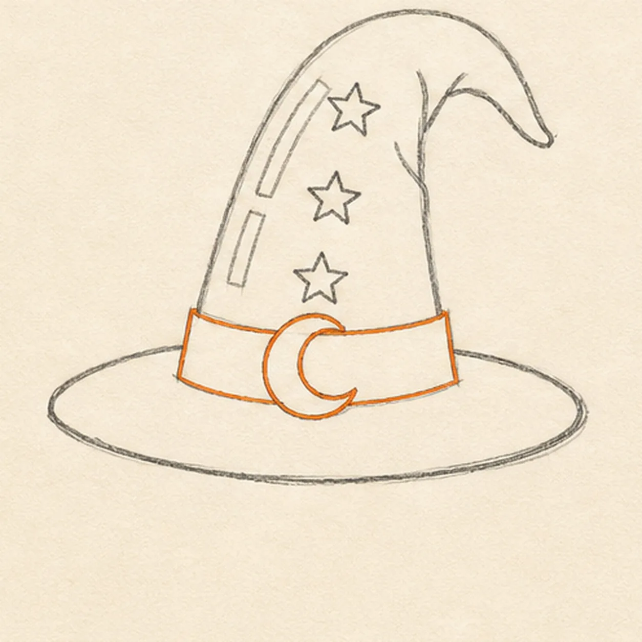 Place the three stars stage for how to draw a wizard hat