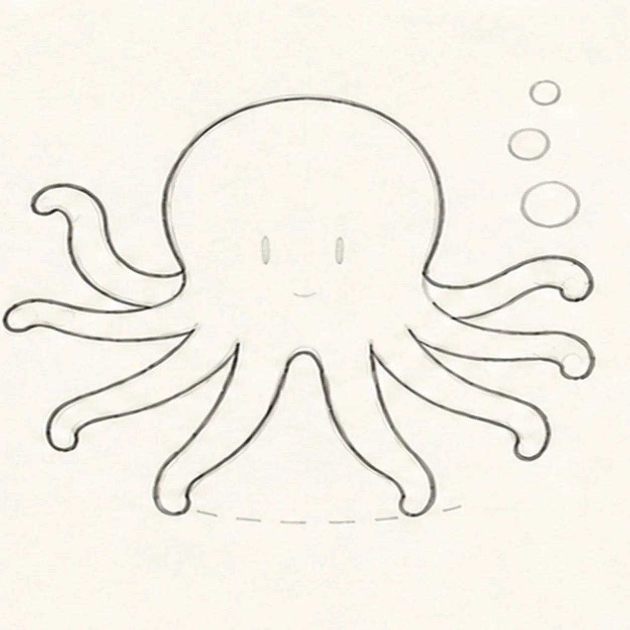 Wrap all eight arms stage for how to draw a cartoon octopus