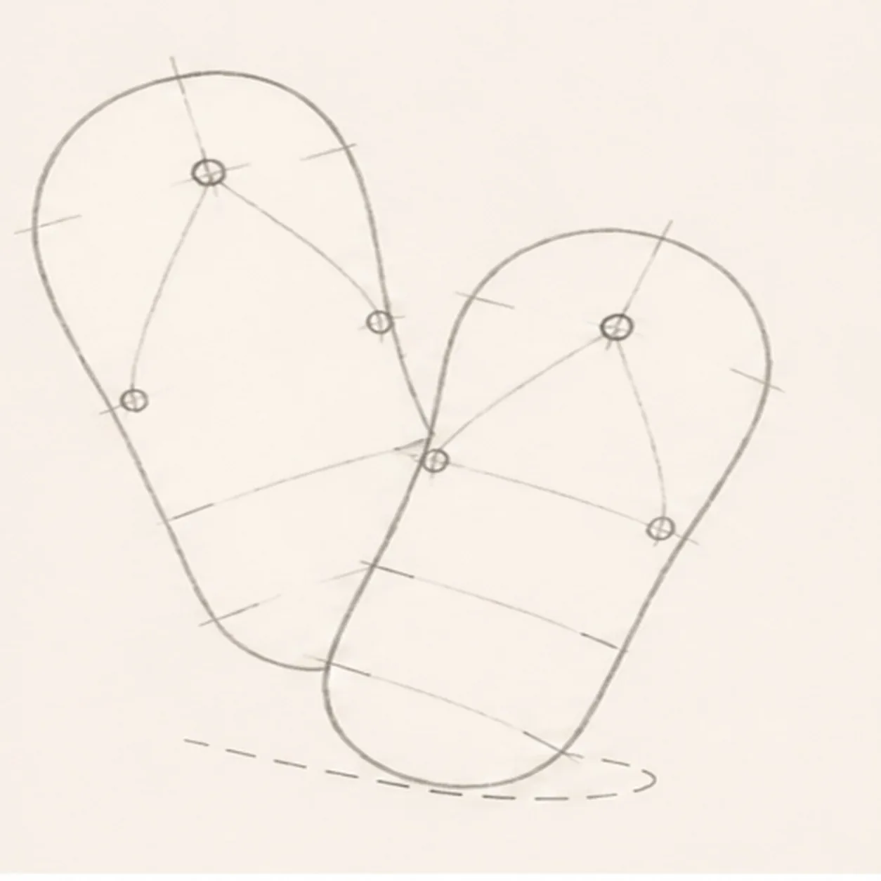 Shape both soles stage for how to draw colorful flip-flops