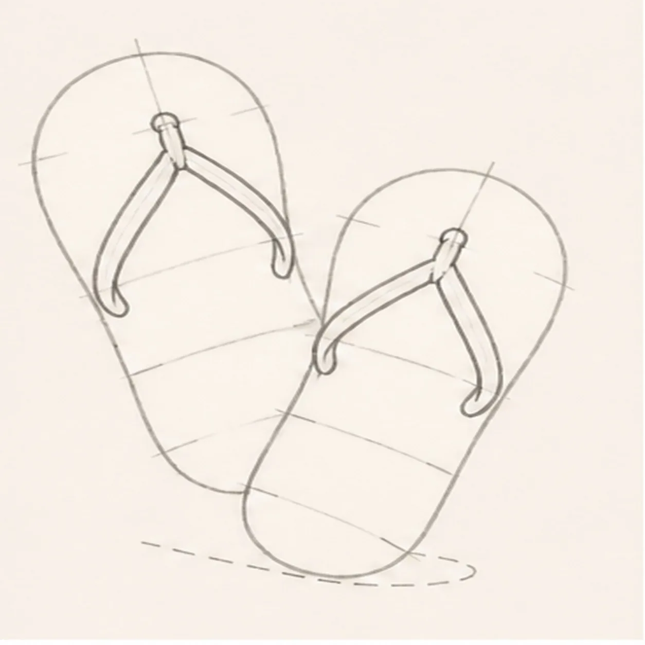 Attach the Y straps stage for how to draw colorful flip-flops