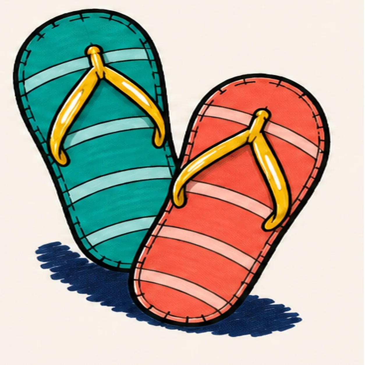 Pull the marker texture stage for how to draw colorful flip-flops