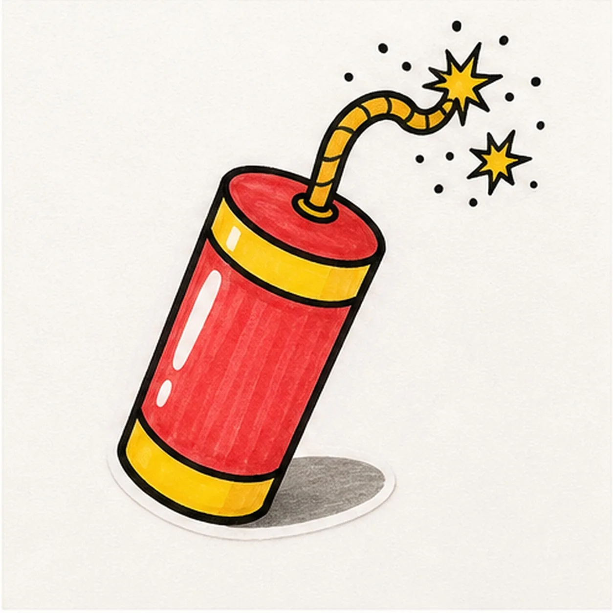 Fill the fuse colors stage for how to draw a firecracker doodle
