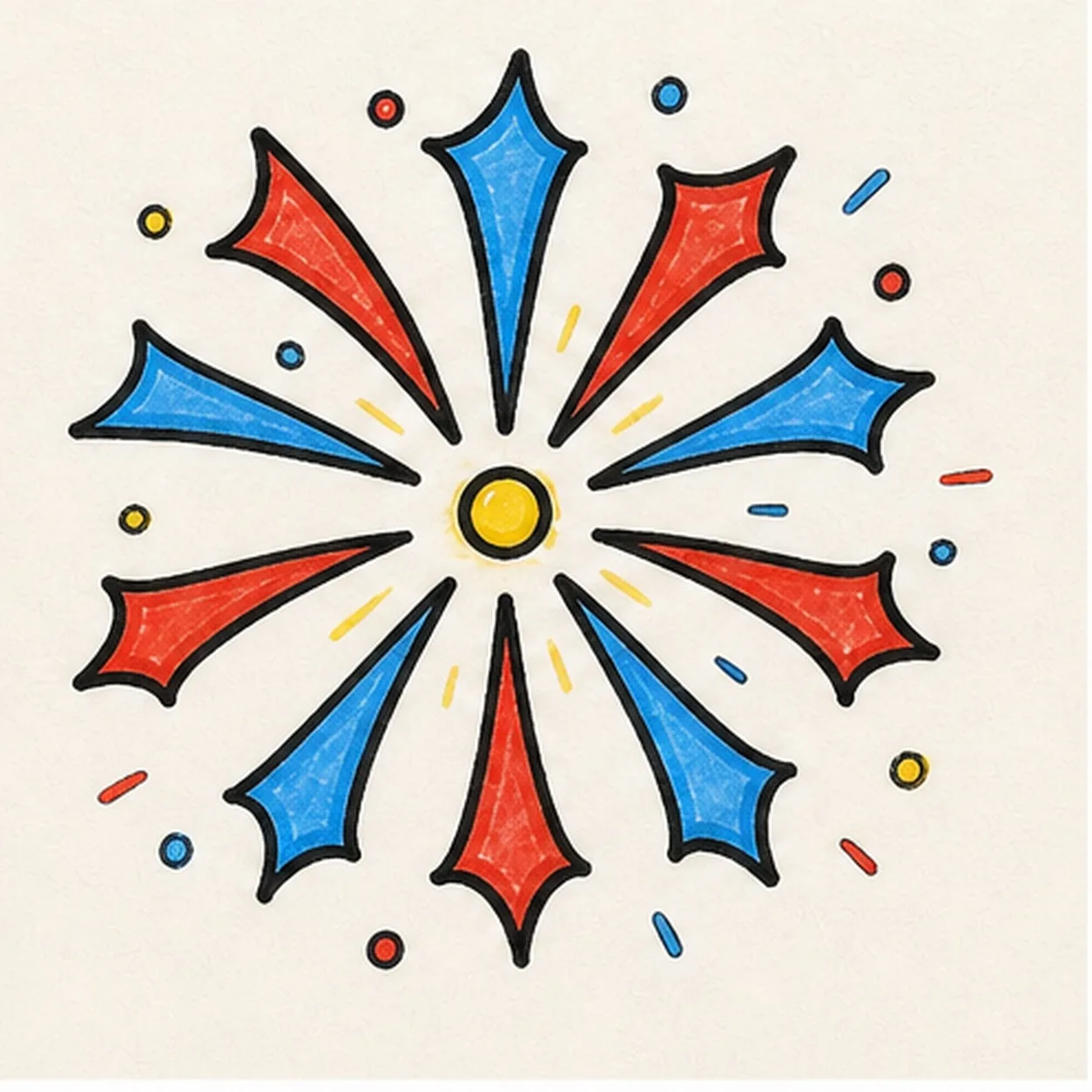 Fill the firework color stage for how to draw a firework burst