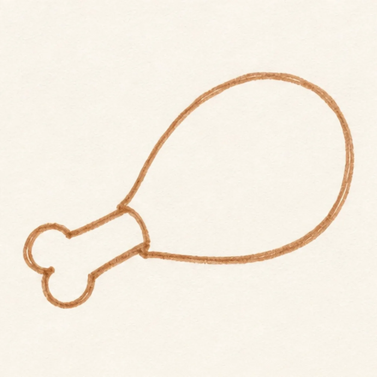 Block the drumstick stage for how to draw a fried chicken drumstick doodle