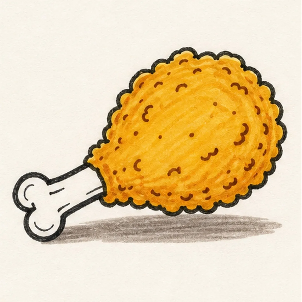 Color the crispy coat stage for how to draw a fried chicken drumstick doodle