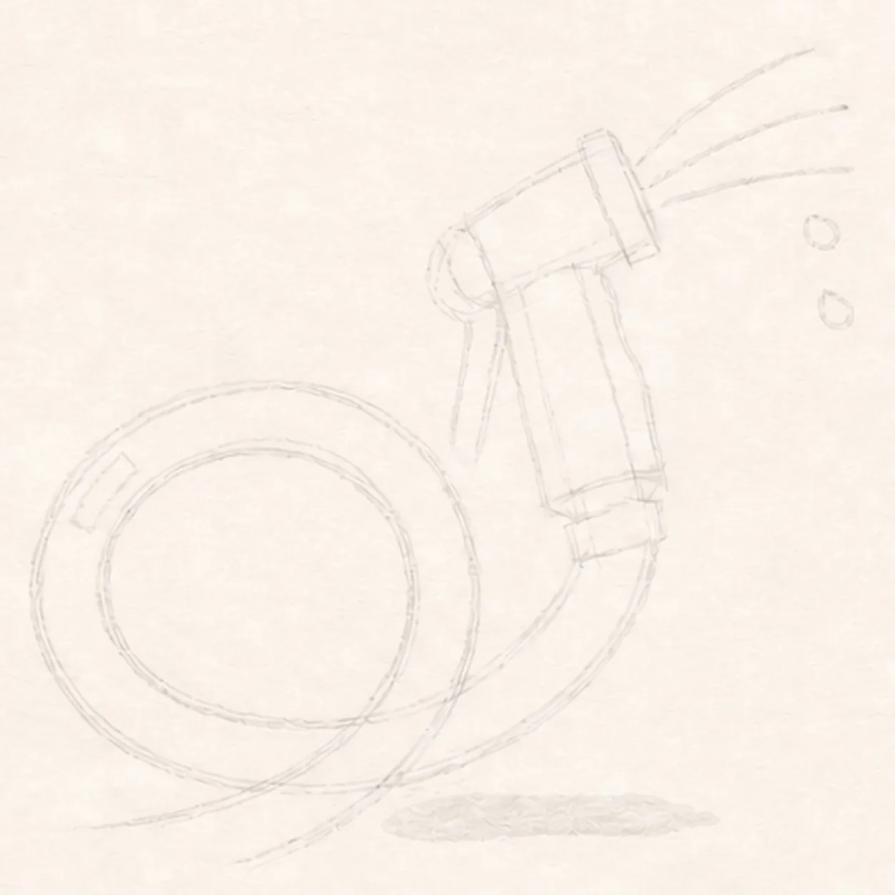 Map the coil and spray angle stage for how to draw a garden hose