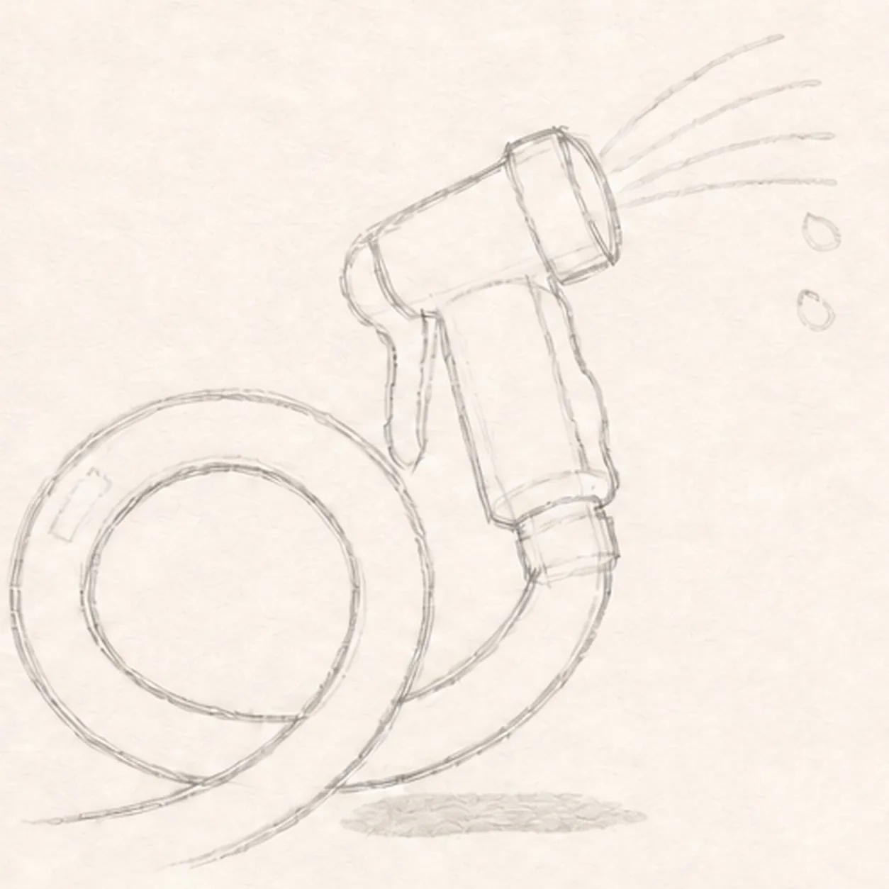 Wrap the hose and nozzle stage for how to draw a garden hose