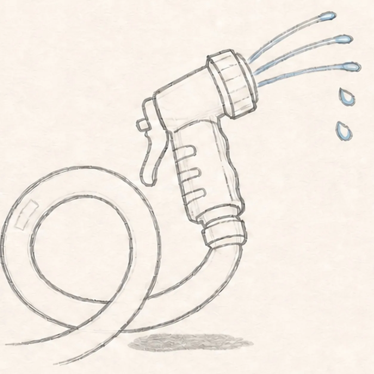 Fit the nozzle and water marks stage for how to draw a garden hose