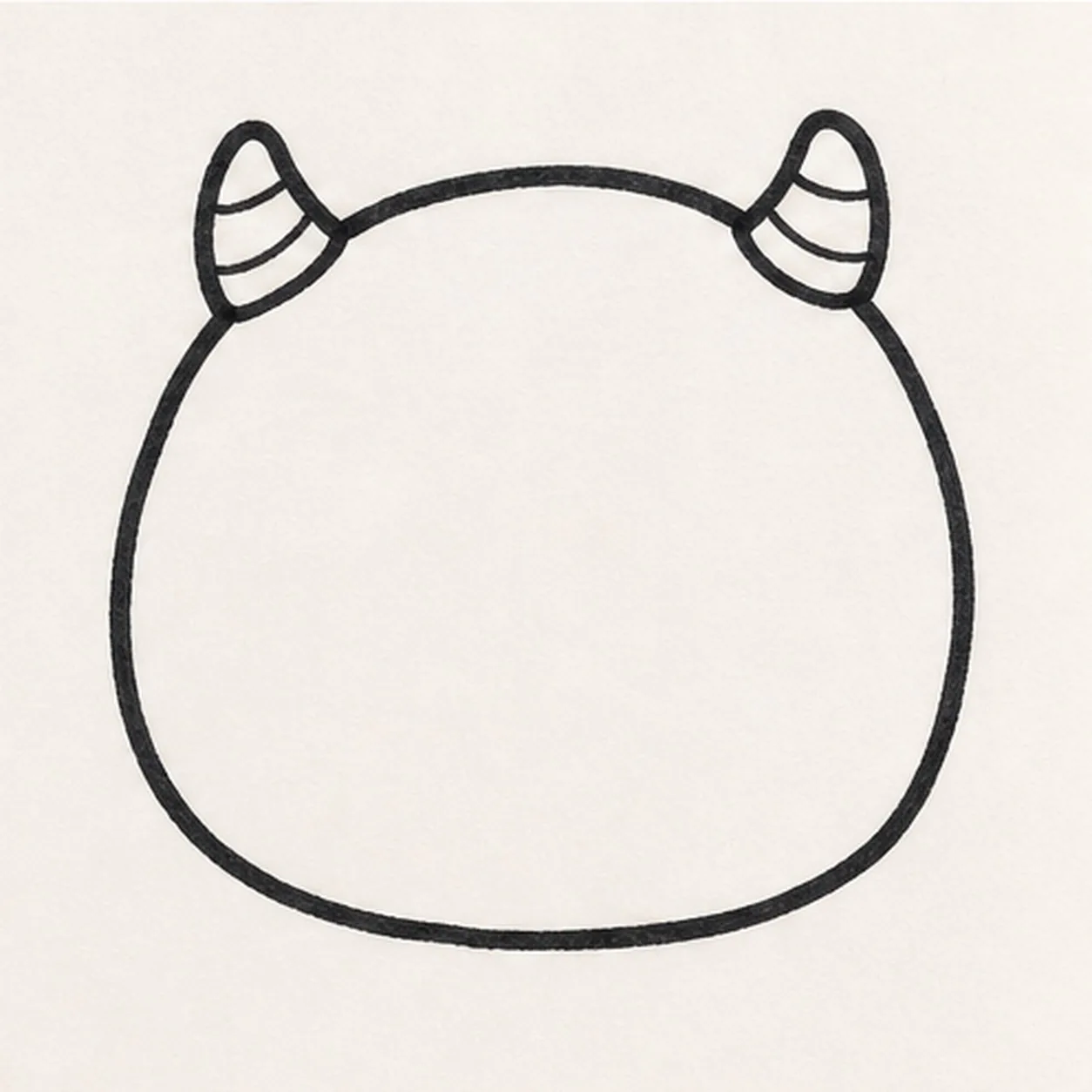 Add the horns stage for how to draw a goofy monster face