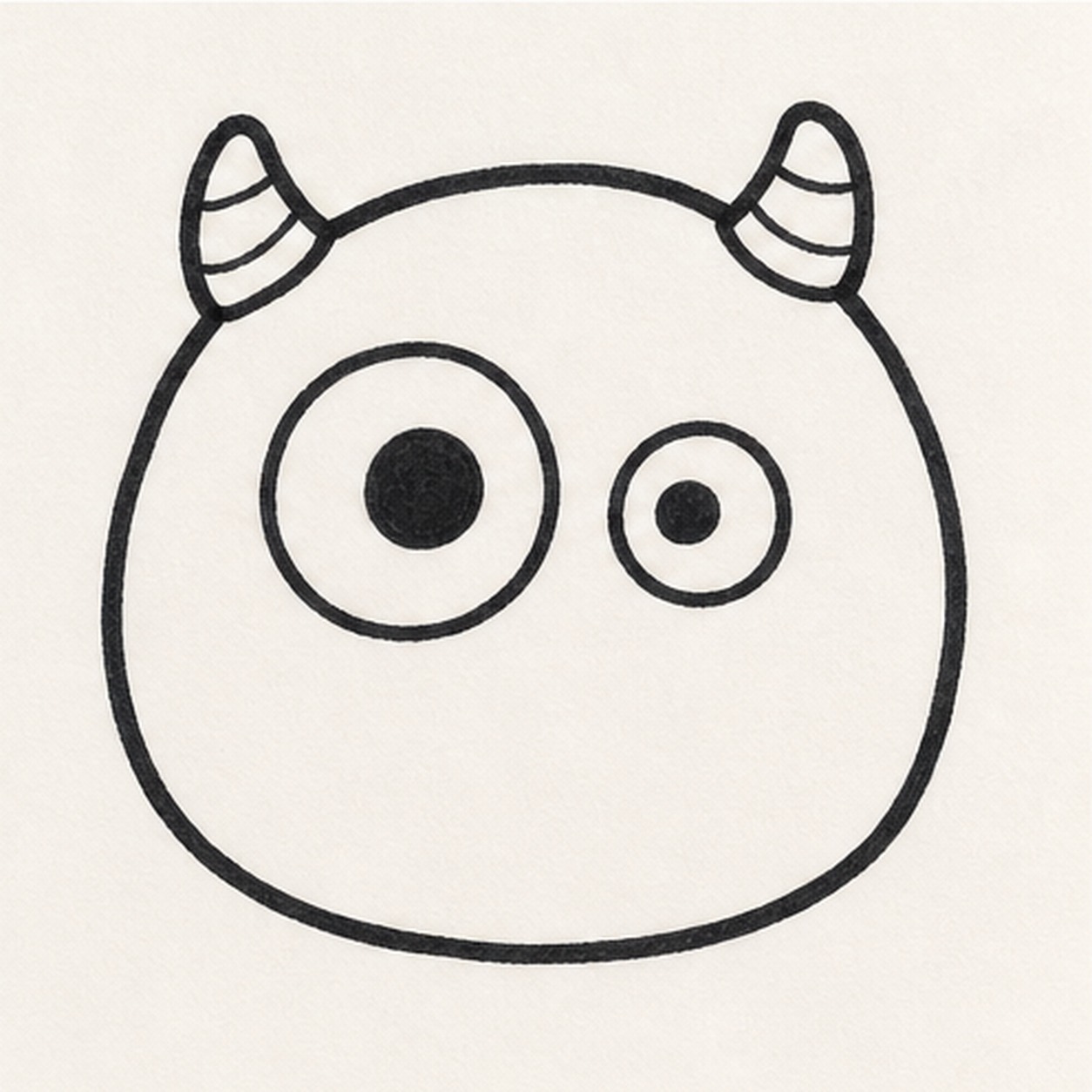 Make the eyes uneven stage for how to draw a goofy monster face