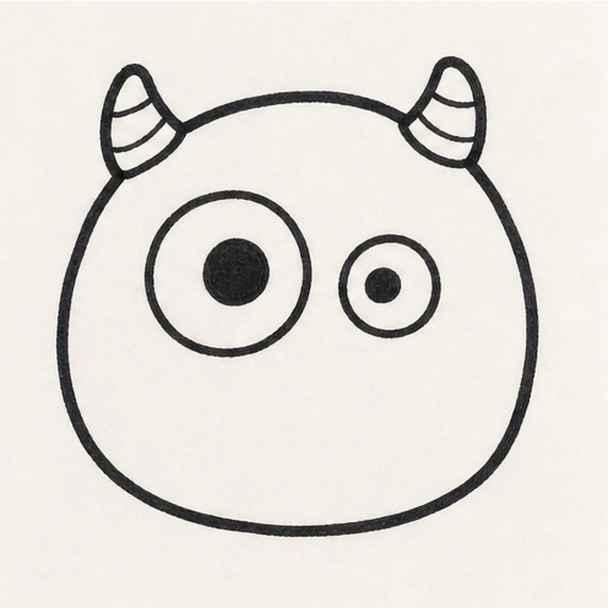 Make the eyes uneven stage for how to draw a goofy monster face