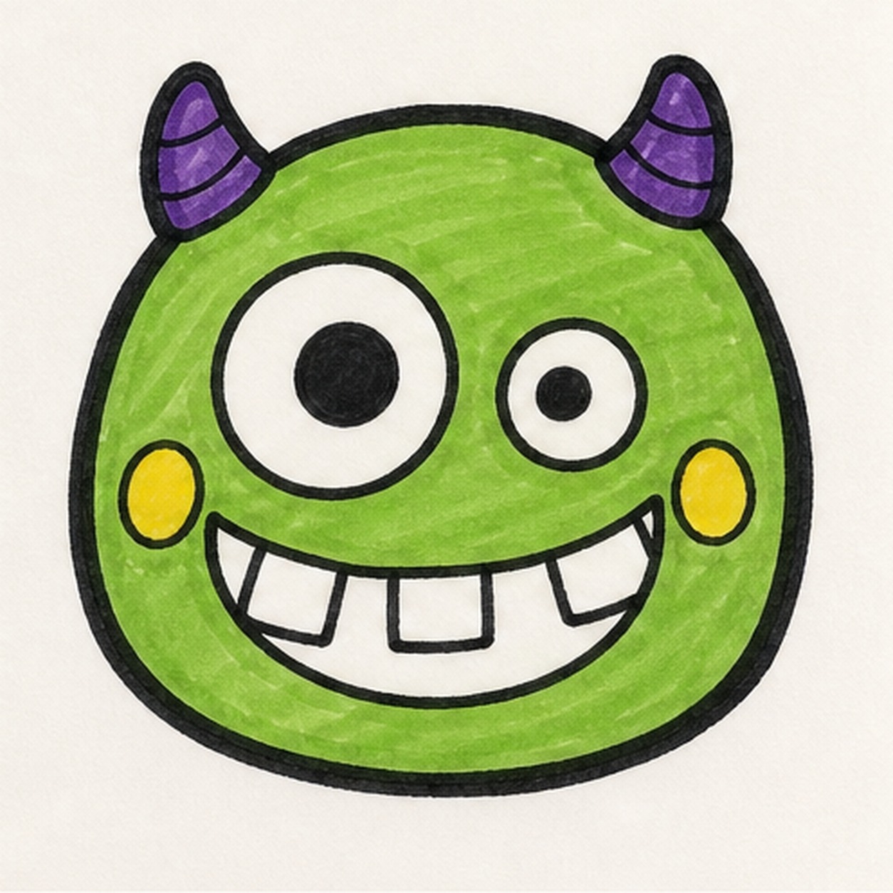 Add spots and color stage for how to draw a goofy monster face