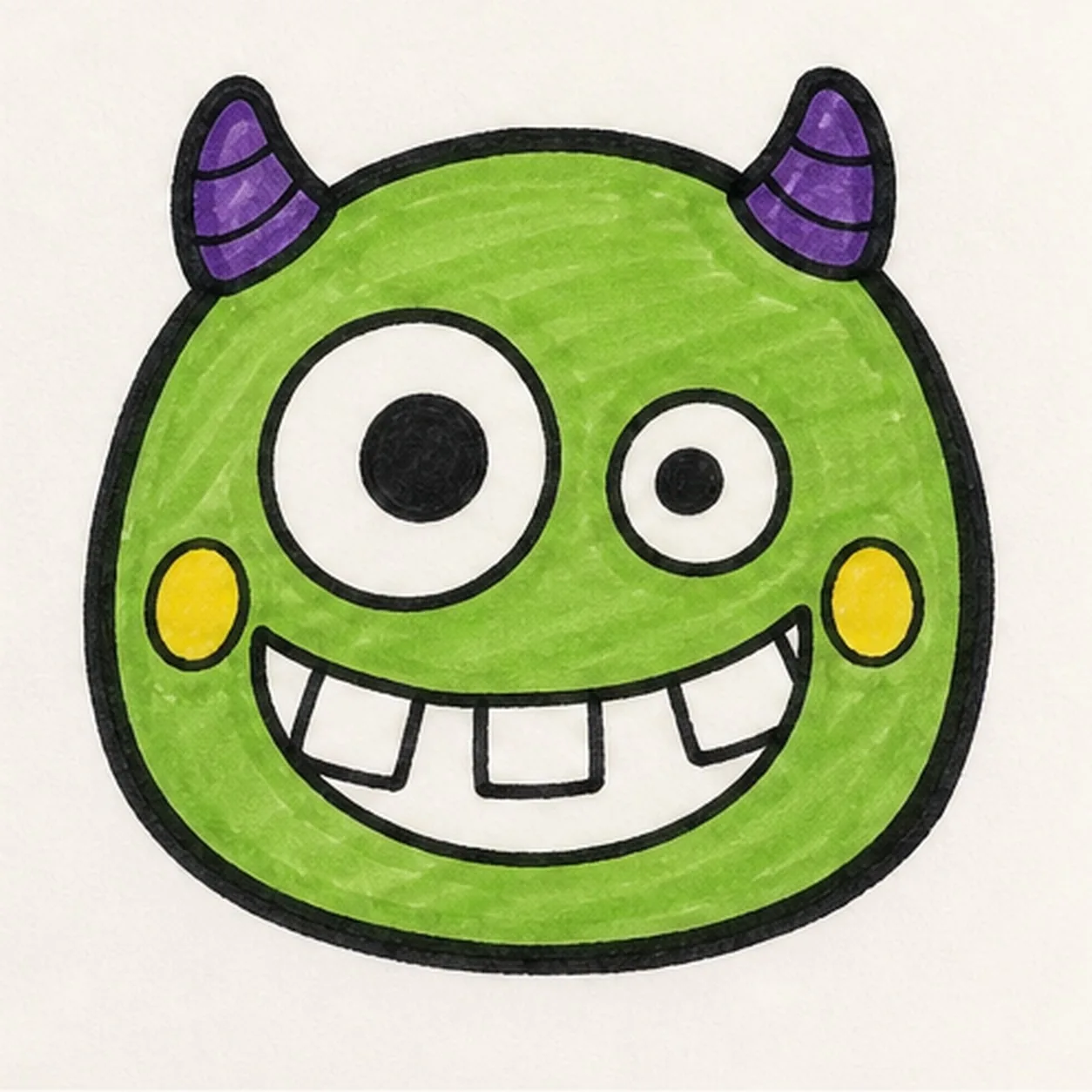 Add spots and color stage for how to draw a goofy monster face