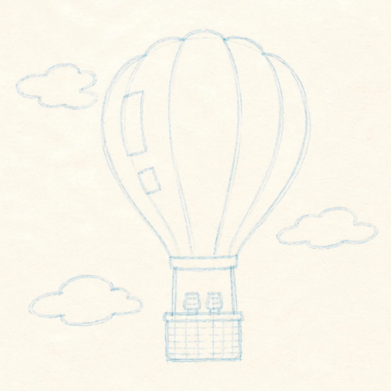 Map the balloon flight stage for how to draw a hot-air balloon