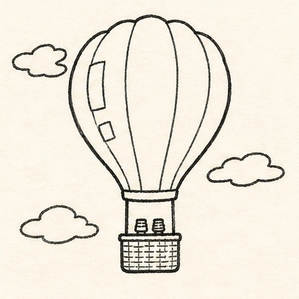 Ink the floating silhouette stage for how to draw a hot-air balloon