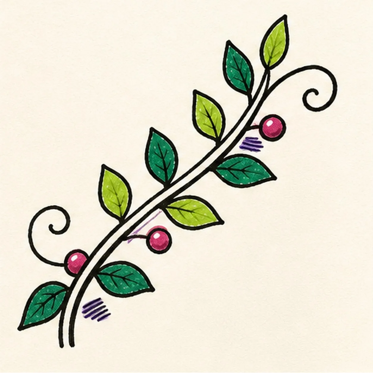 Color the curling vine stage for how to draw a leafy vine flourish