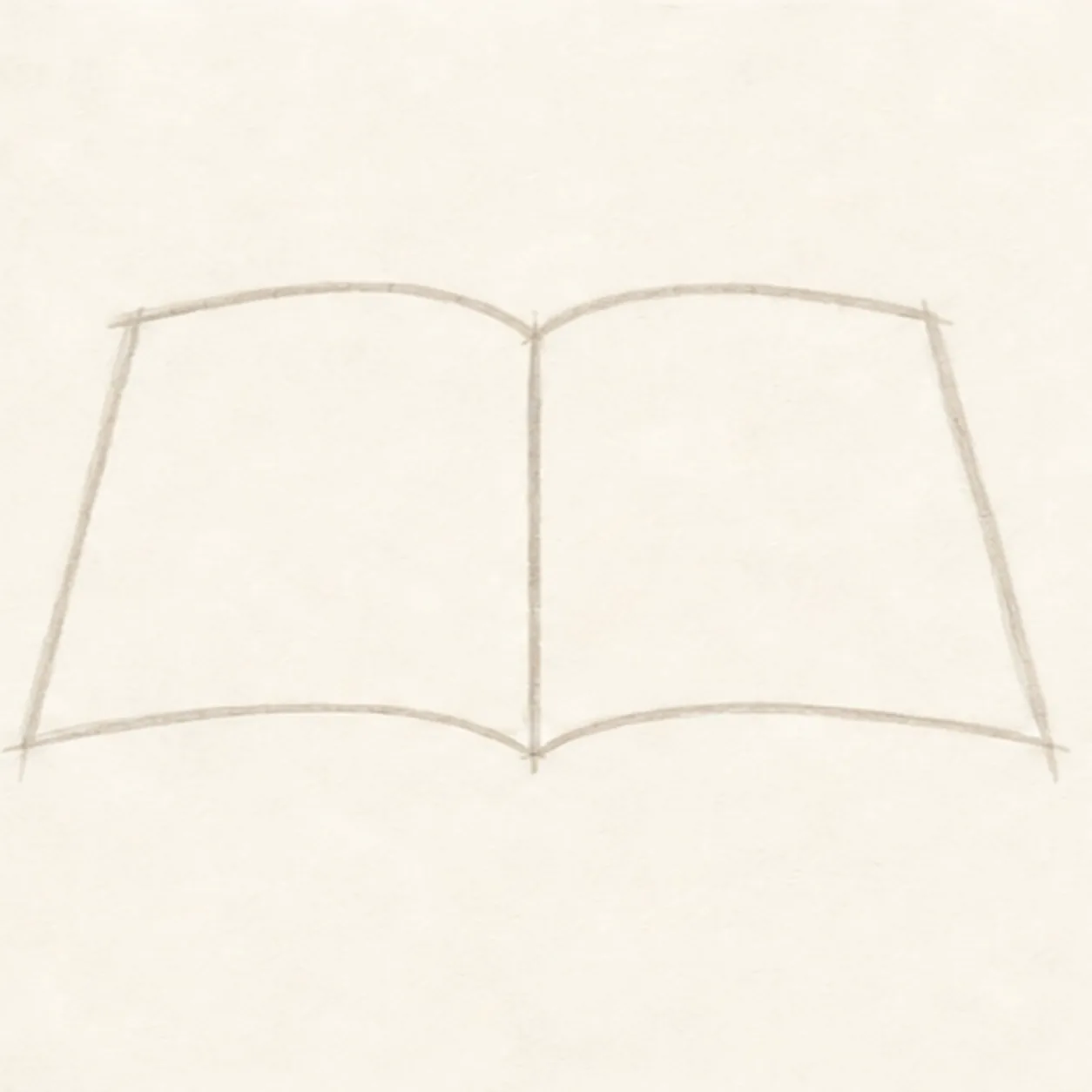Shape the two page faces stage for how to draw an open book