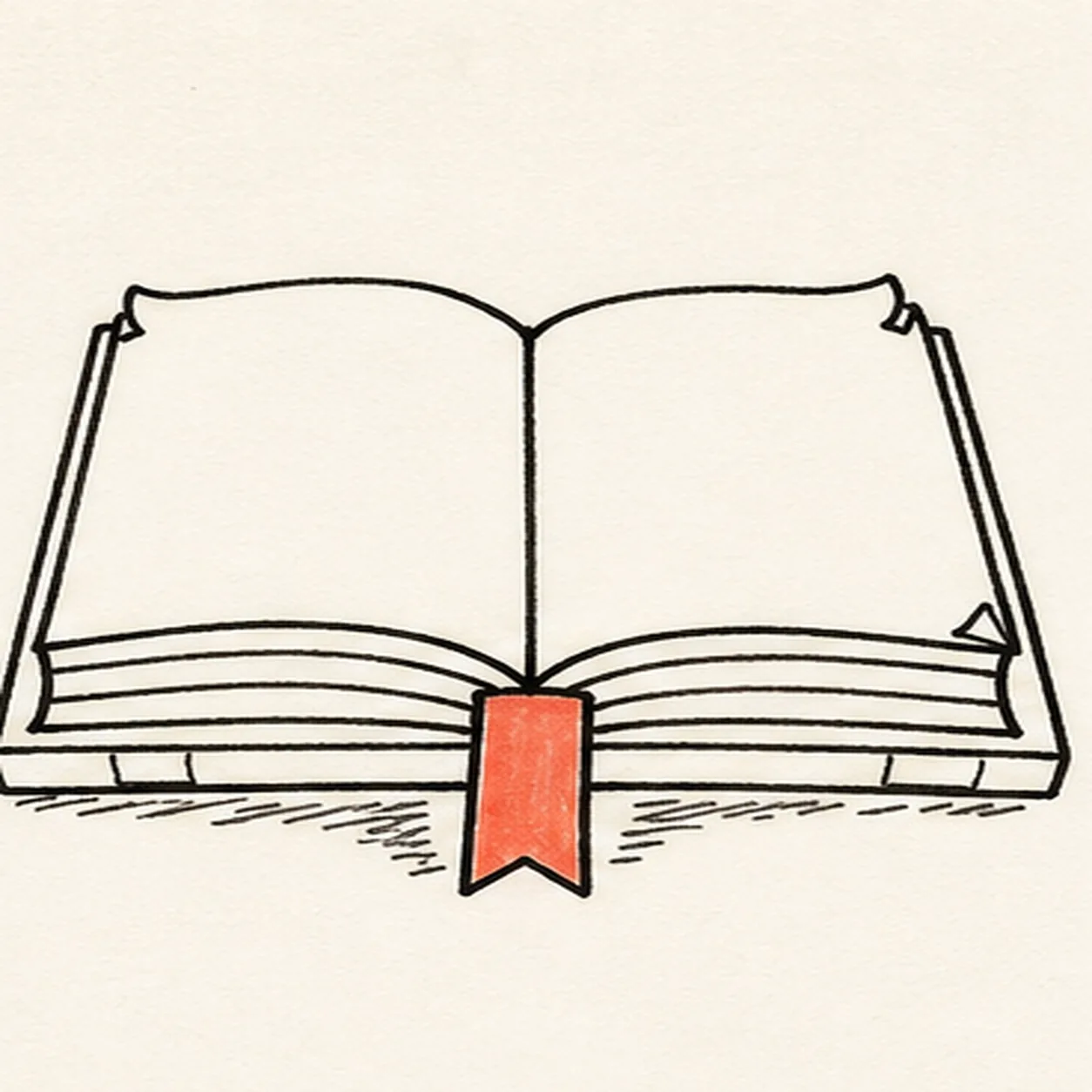 Ink the book and ribbon stage for how to draw an open book