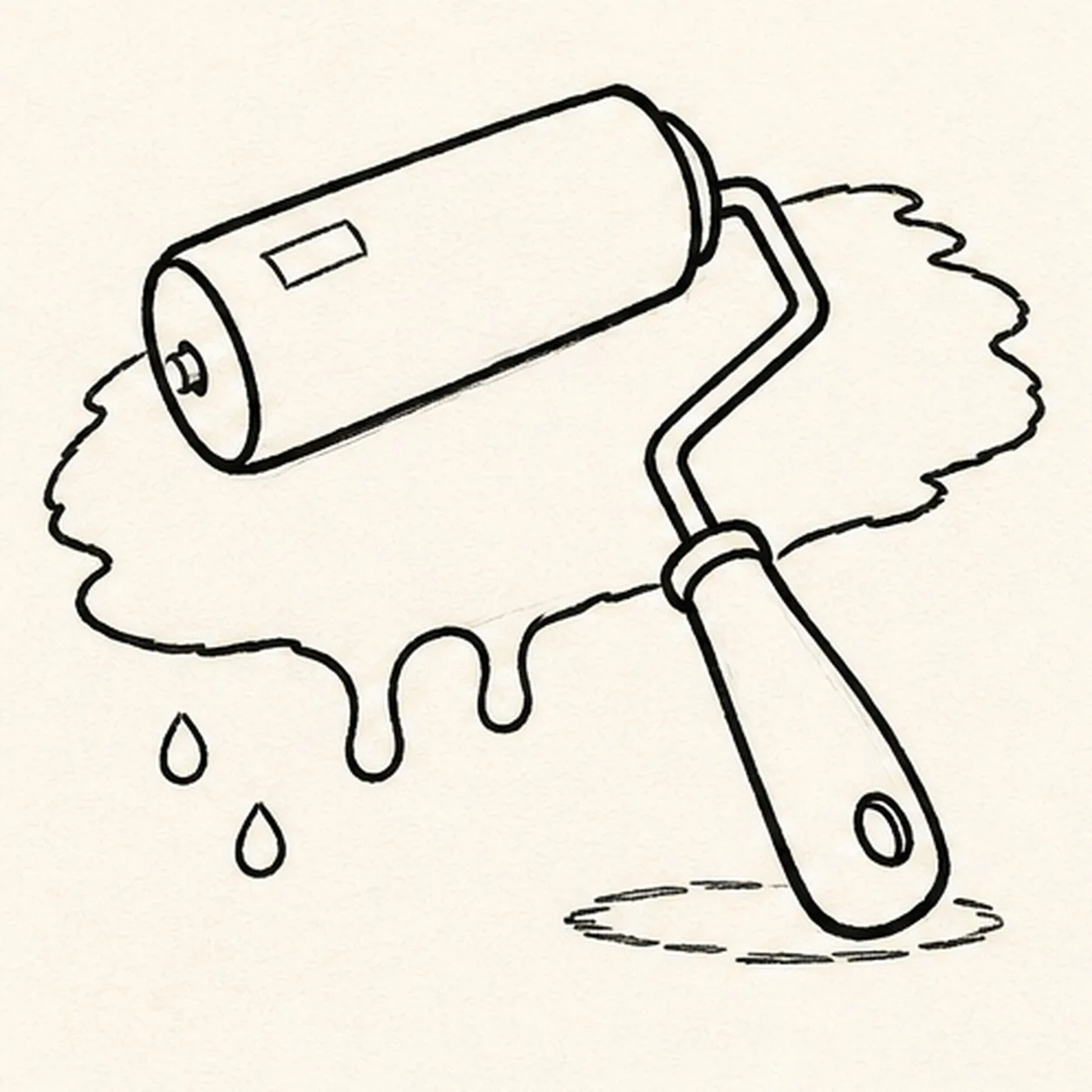 Ink the roller and paint stage for how to draw a paint roller