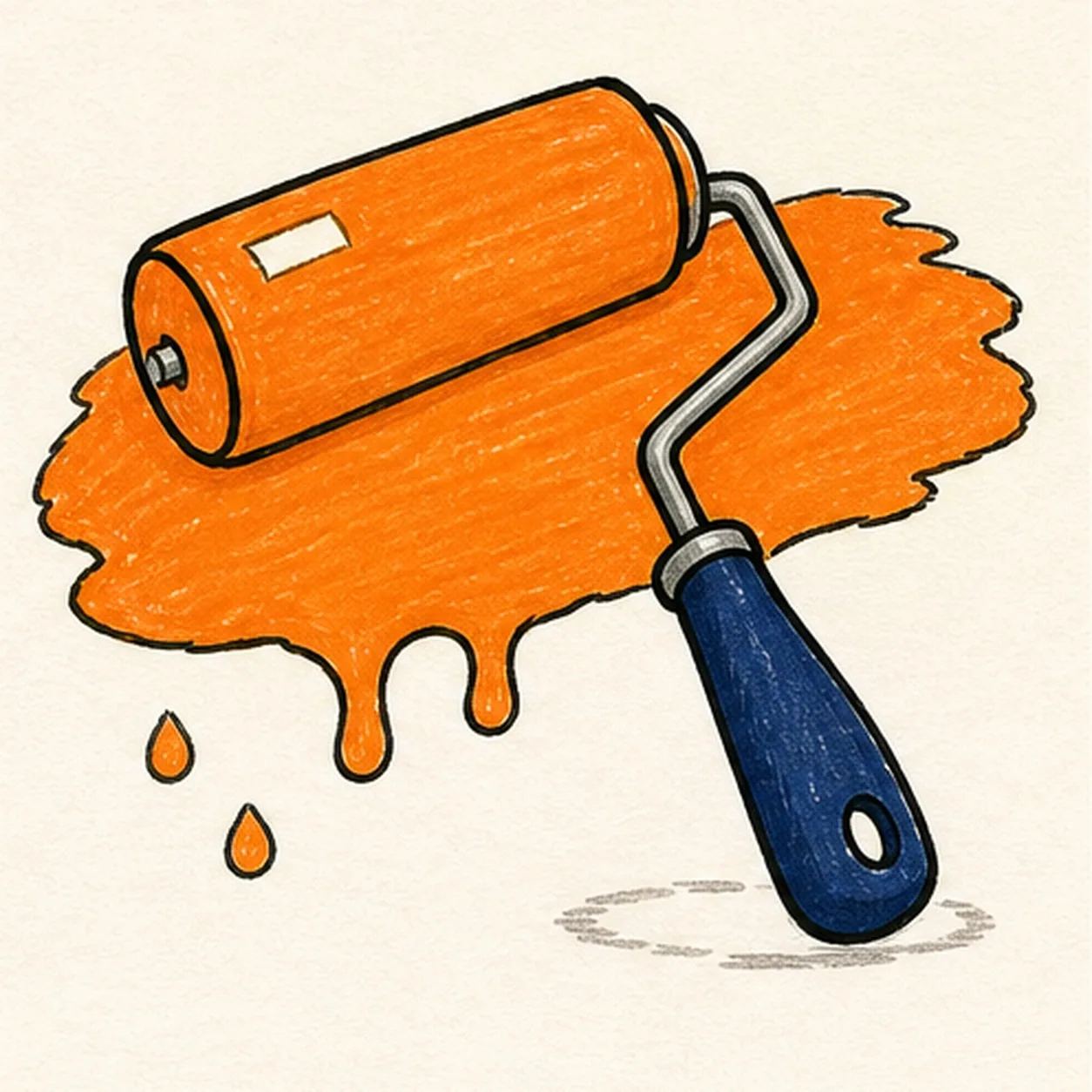 Roll on the color stage for how to draw a paint roller